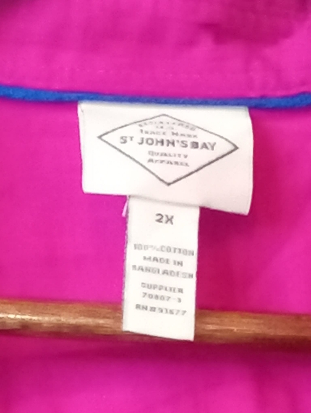 St. John's Bay 2X Bold Fuchsia Button Shirt Pocket Office Casual Vibrant Plus - Picture 6 of 6